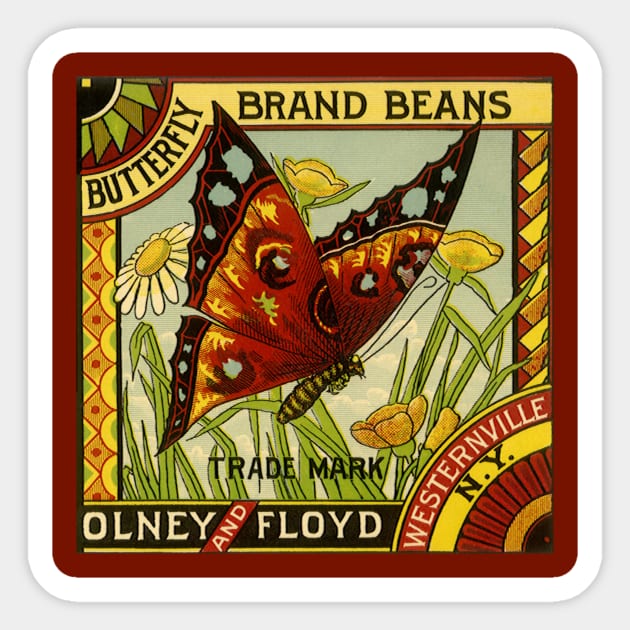 Vintage Butterfly Brand Fruit Crate Label Sticker by MasterpieceCafe